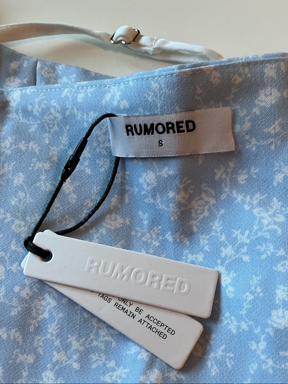 Rumored Light.  Blue Floral Bustier Crop Top S NWT - Picture 4 of 9
